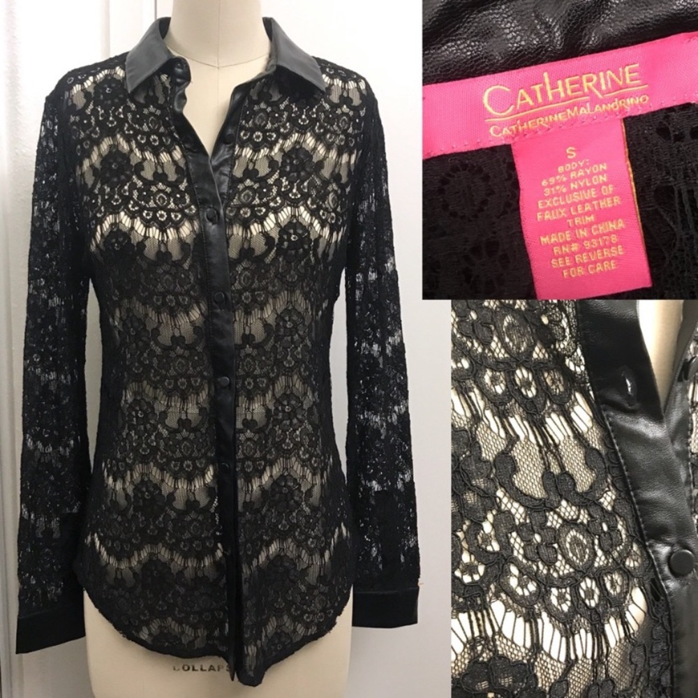 Lace button down blouse nwot - Picture 2 of 3